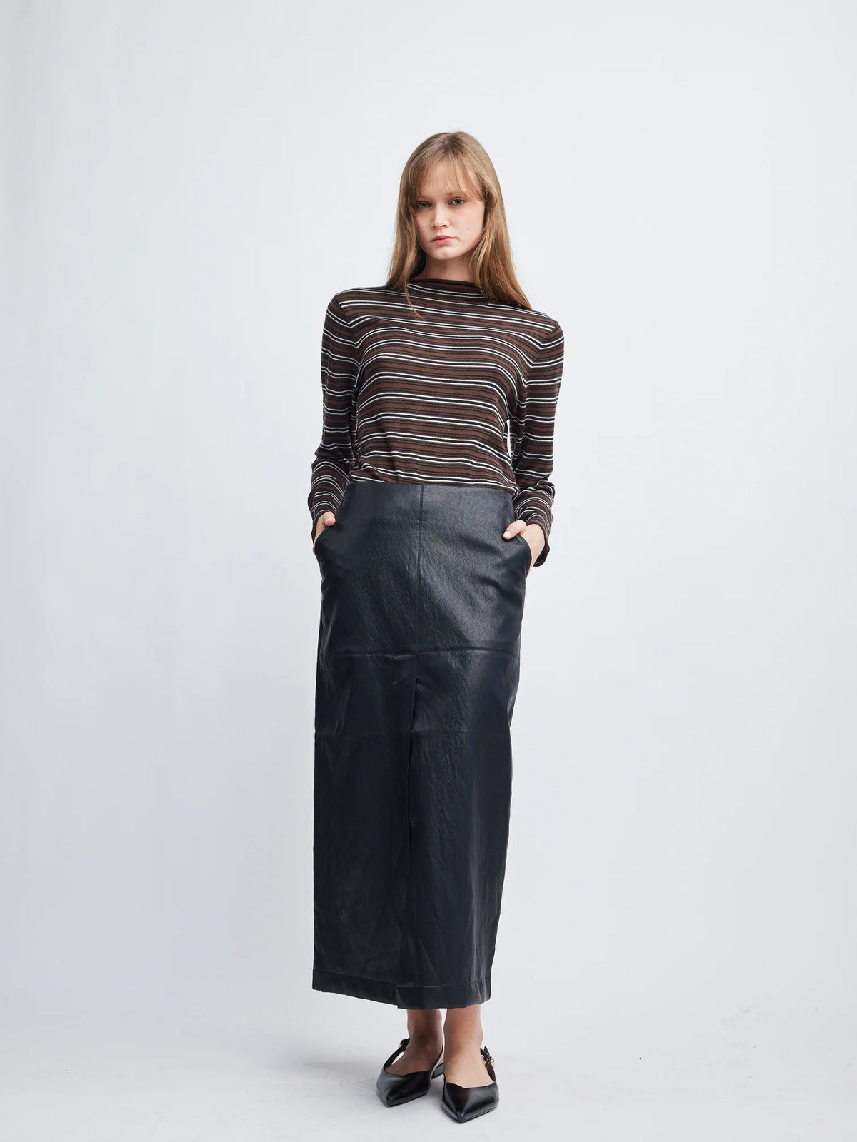 lizzy vegan leather pencil skirt