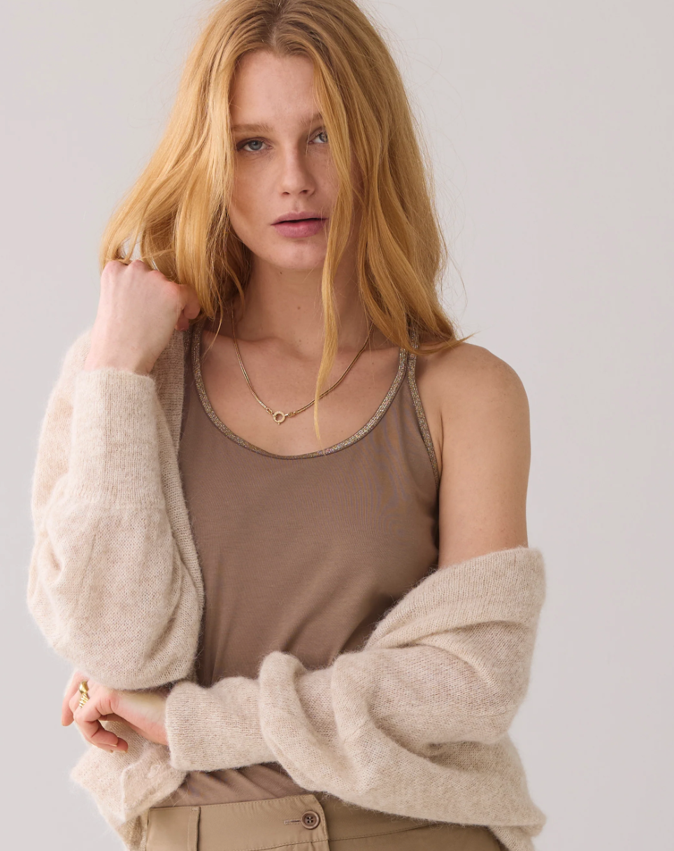 Braided Strap Tank Khaki