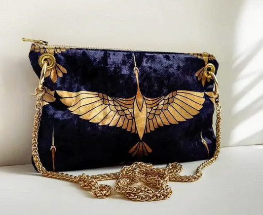 Black & Gold Heron Chain Crossbody Bag
