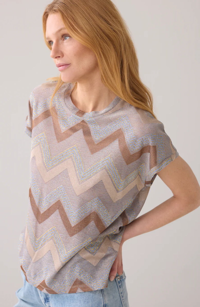 Zig Zag Cap Sleeve Top