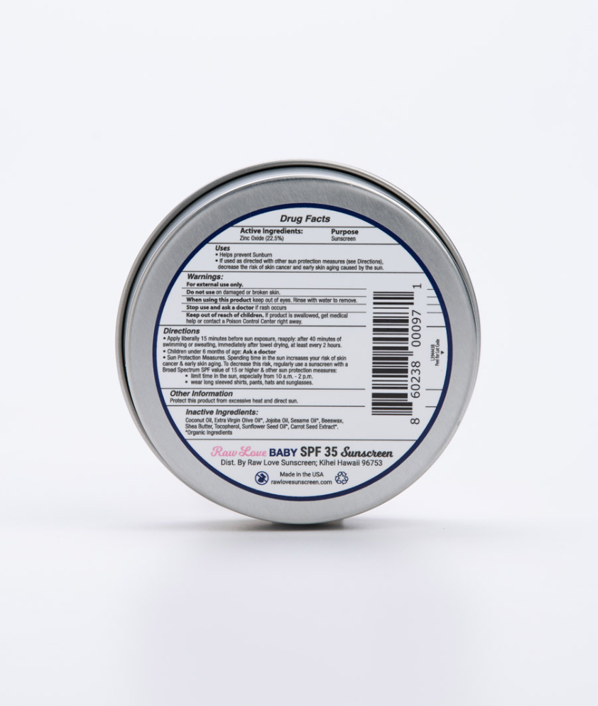 Raw Love Baby Mineral Sunscreen 4oz Tin