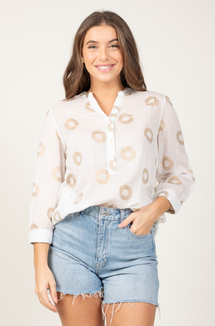 Gold & White Rosettes Tunic