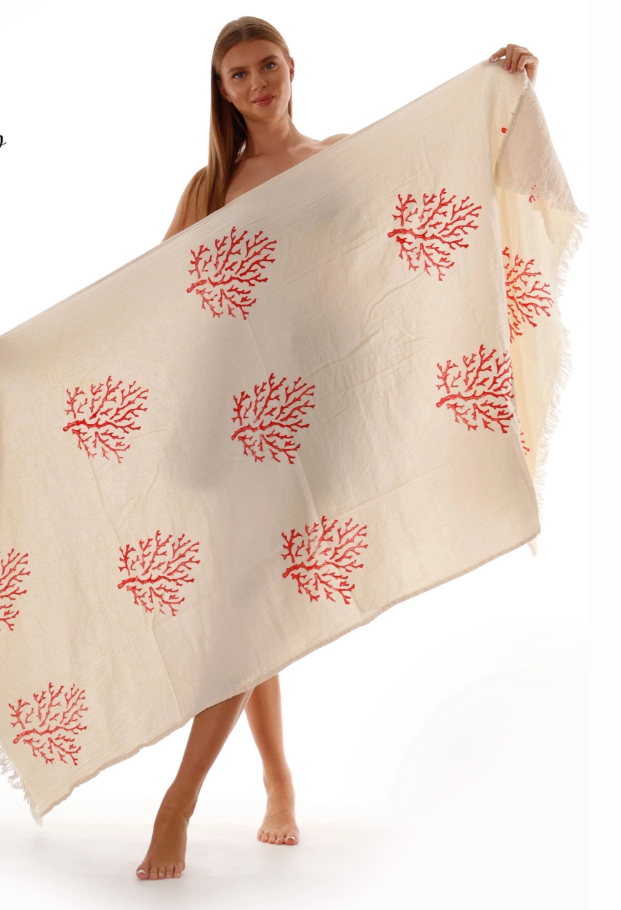 Turkish Print Towel Red Coral