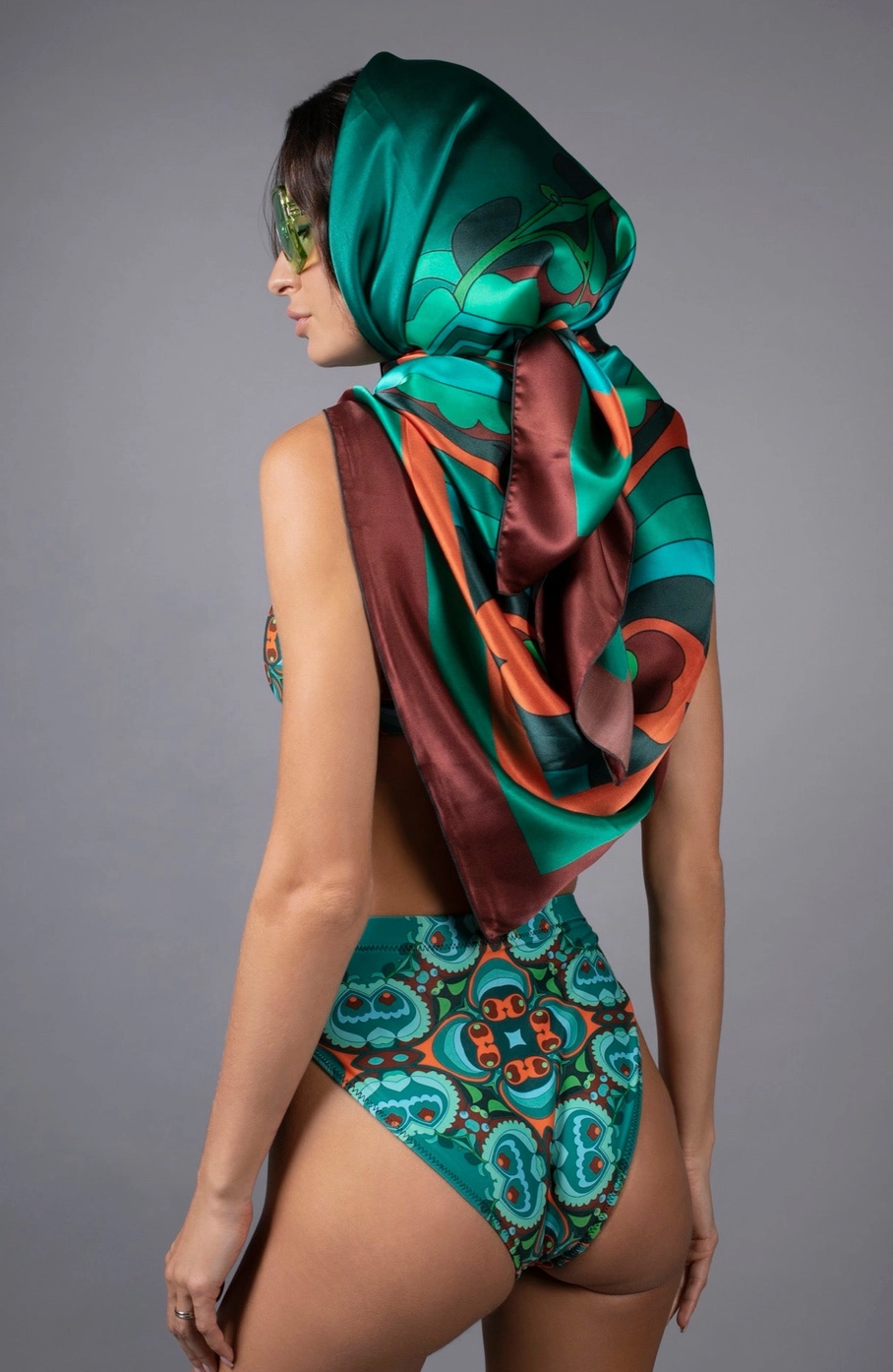 Teal/Orange Double-Layered Bikini Set