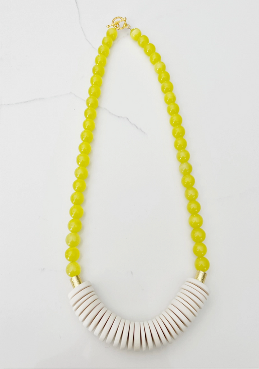 Yellow Cats Eye Bead Necklace