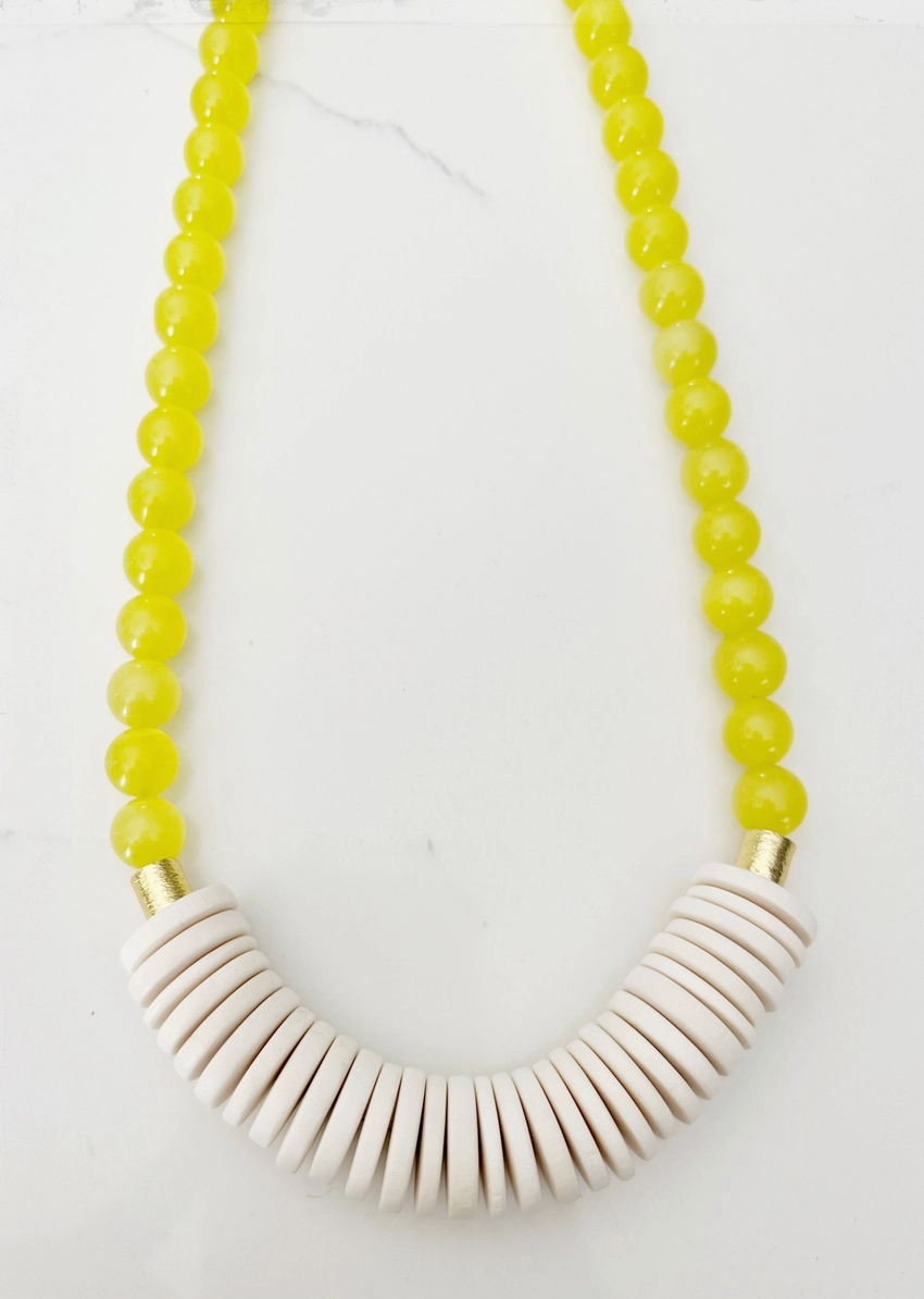 Yellow Cats Eye Bead Necklace