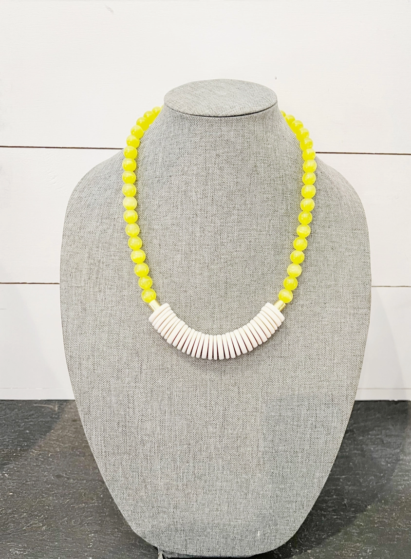 Yellow Cats Eye Bead Necklace