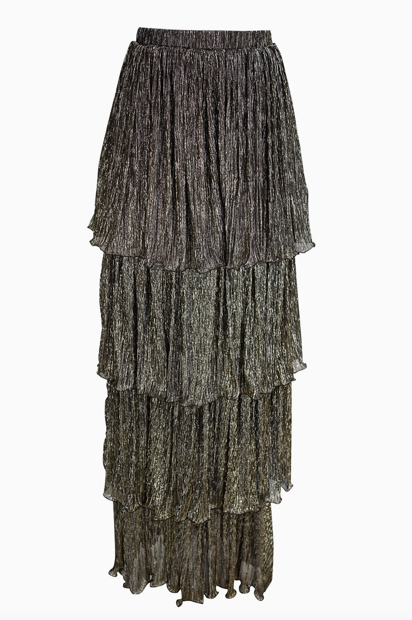 Pewter Tiered Maxi Skirt