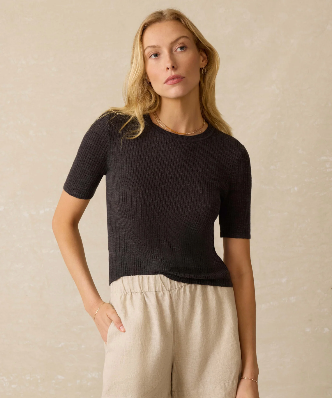 Miramar Linen Mini Rib Tee
