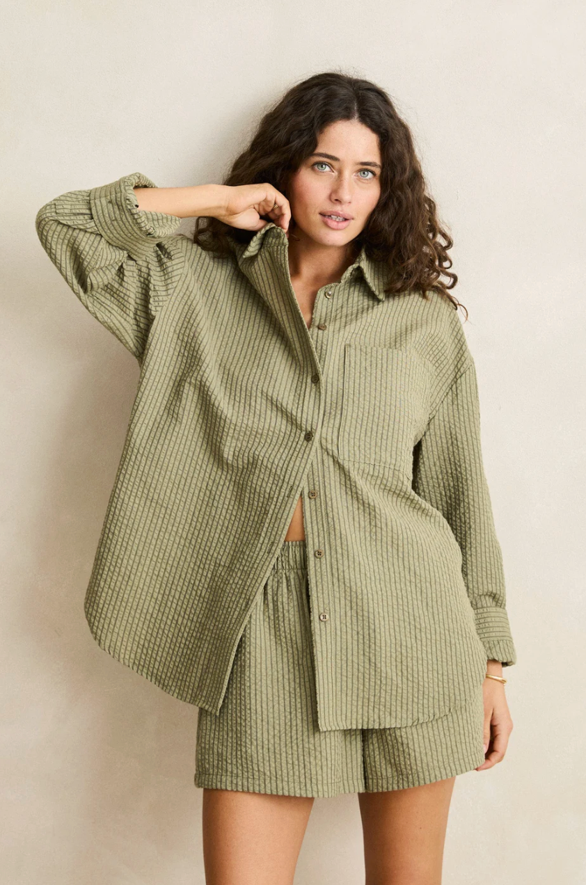 Overswim Stripe Shirt Olive