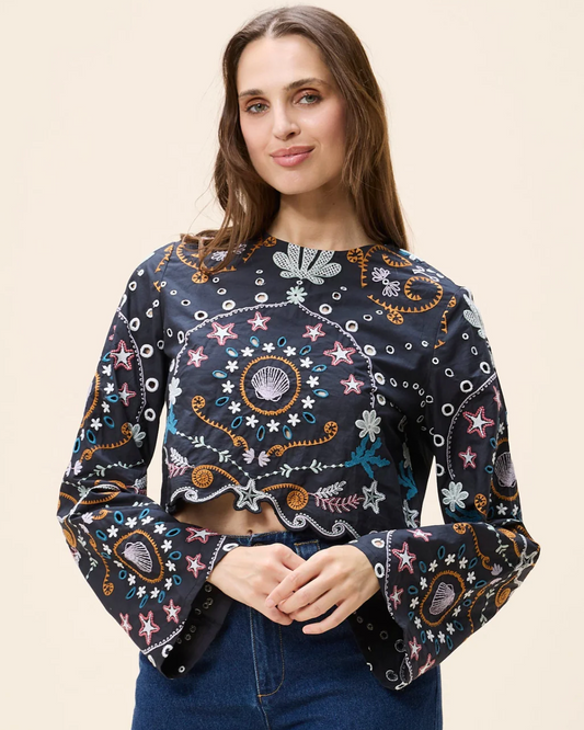 Leela Embroidered Long Sleeve Top