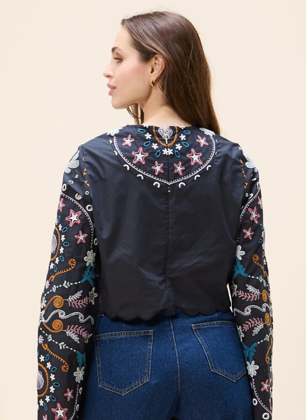 Leela Embroidered Long Sleeve Top