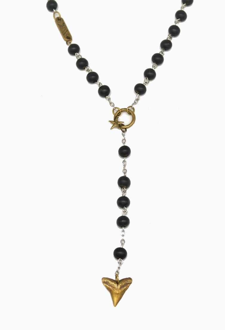 Tiny Shark Tooth Rosary Necklace