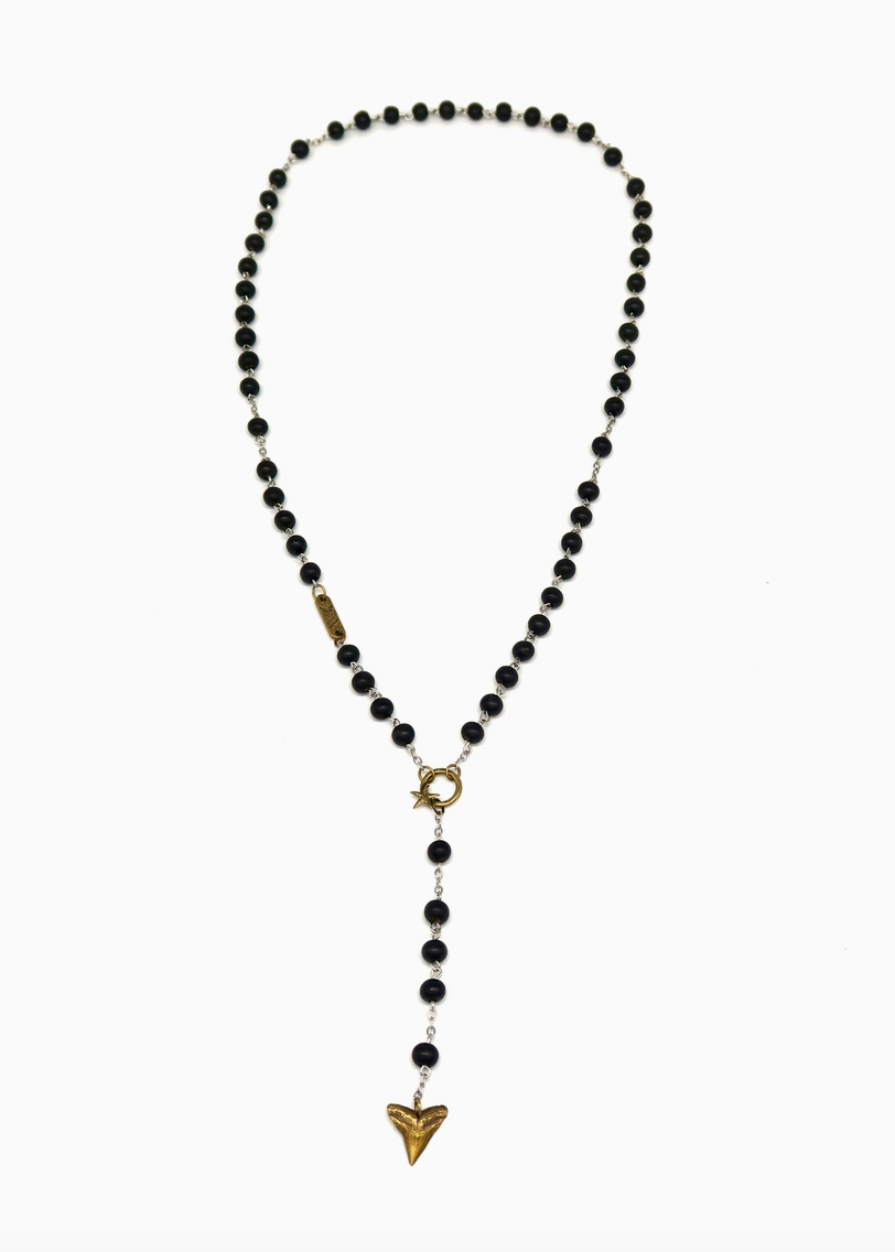 Tiny Shark Tooth Rosary Necklace