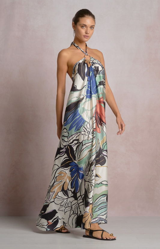 Botanical Halter Maxi Dress