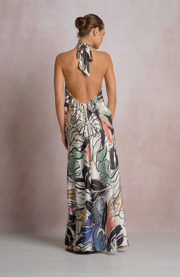 Botanical Halter Maxi Dress