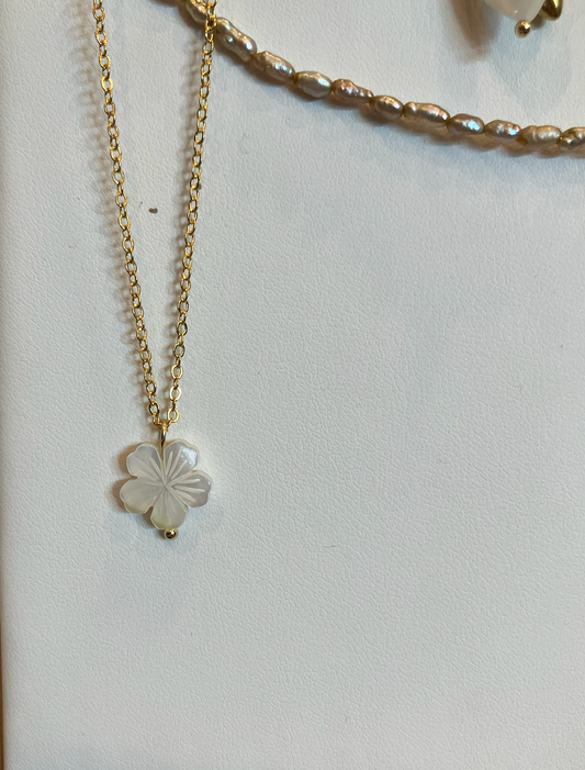 Dainty mop Plumeria Flower Necklace