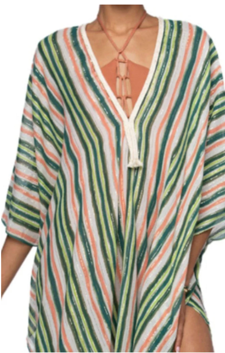 citrus stripe print braided kaftan