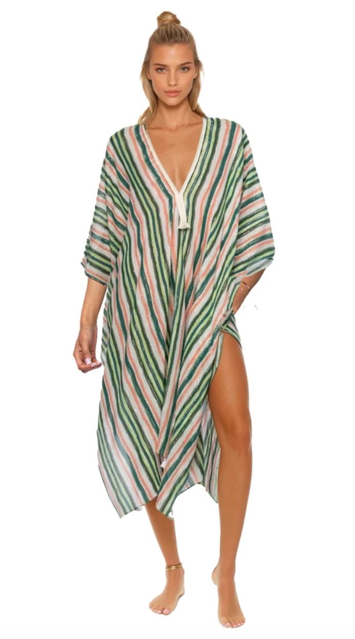 citrus stripe print braided kaftan