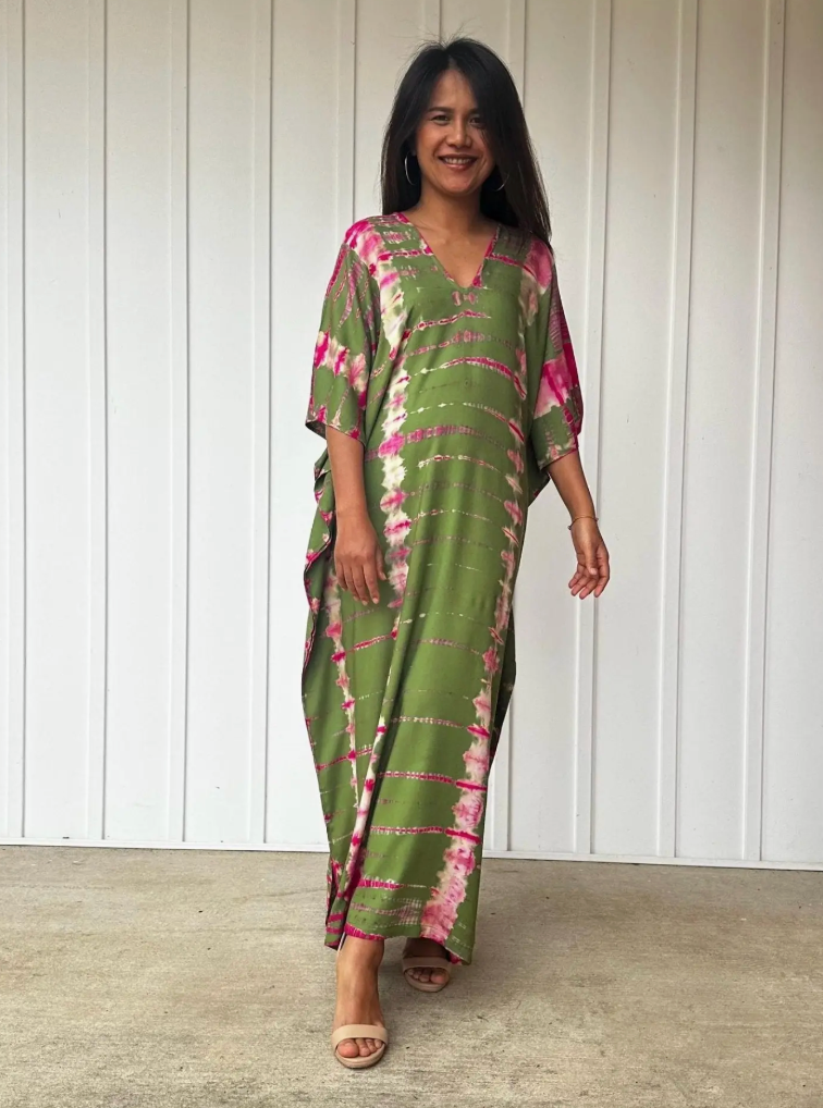 Nora Kaftan in Olive Green Tie Dye