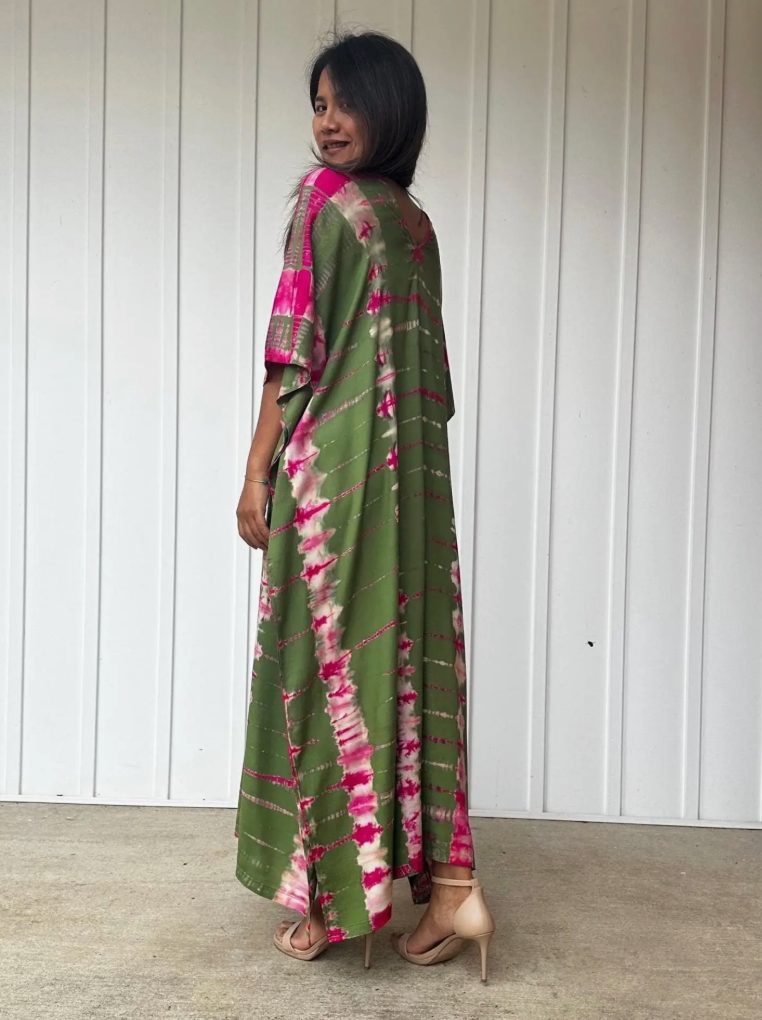 Nora Kaftan in Olive Green Tie Dye