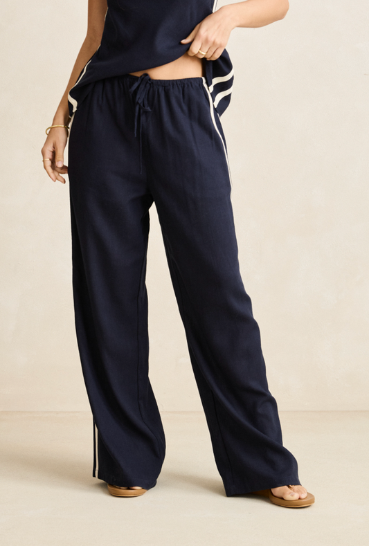 Contrast Linen Track Pant