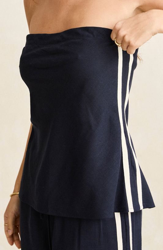 Contrast Linen Strapless Top