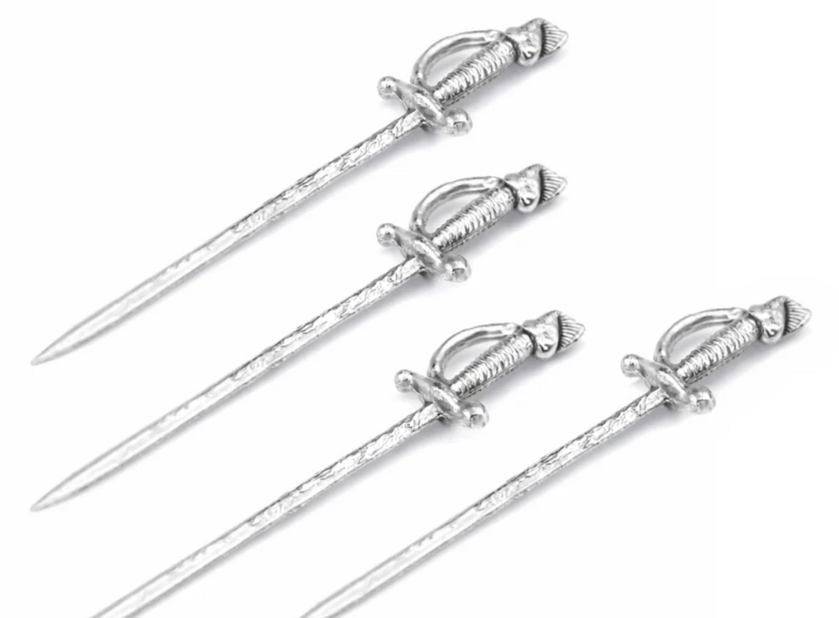 Sword Martini Picks: Stainless Steel Set of 4