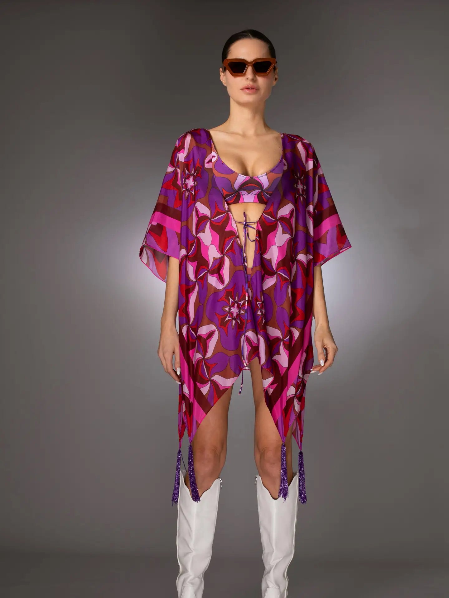 Silk Purple Multicolor Cover Up