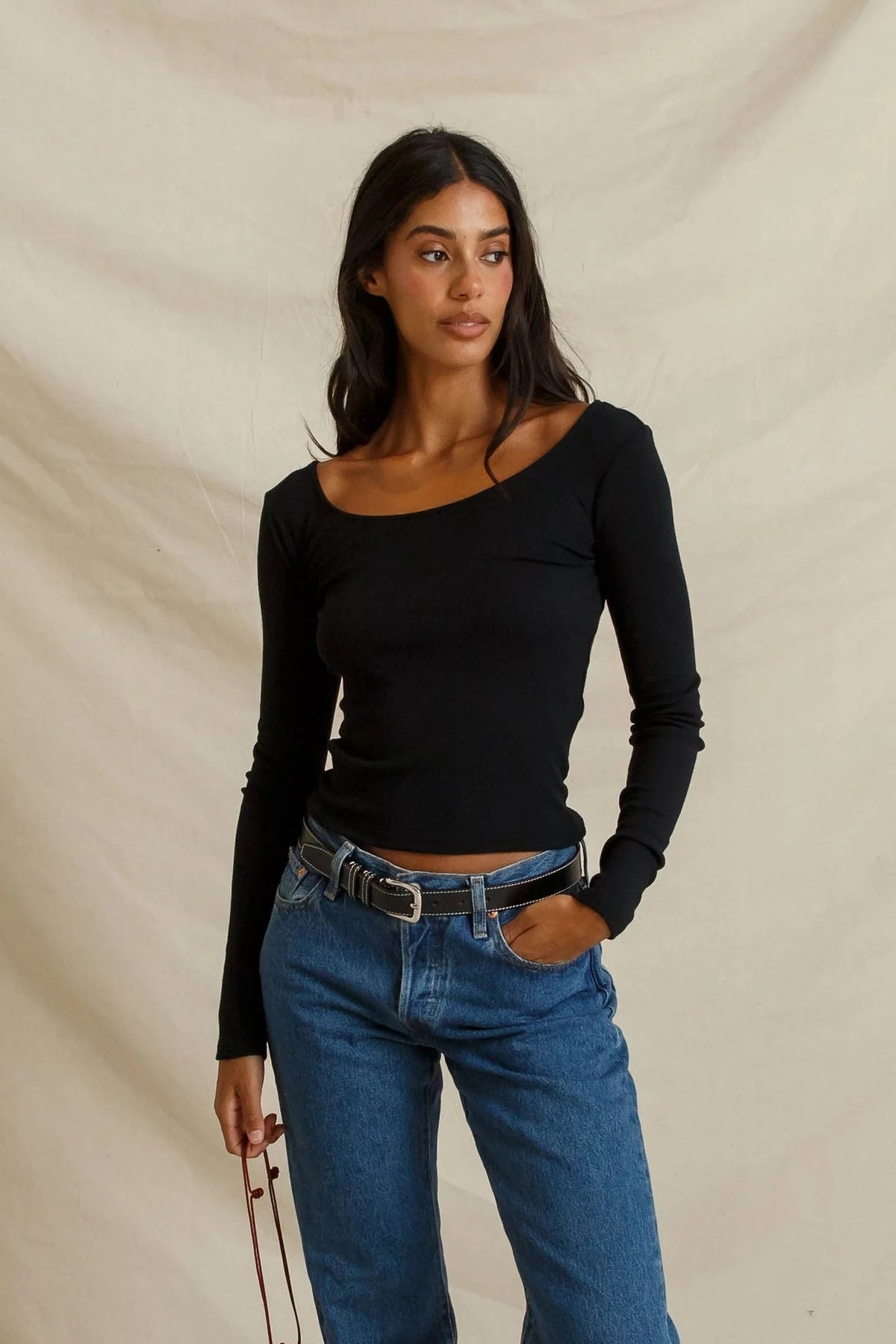 Penelope Modal Cashmere Rib LX Scooped Neck