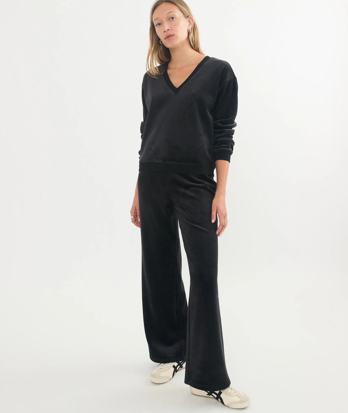 Velour Corduroy Wide Leg Pant