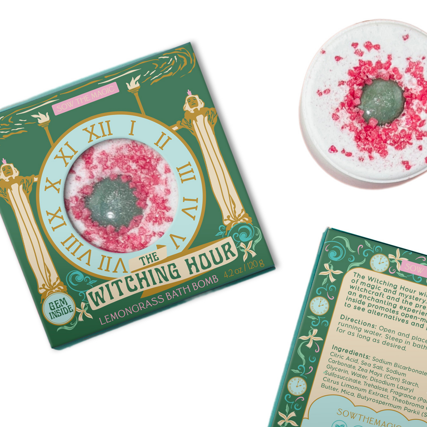 The Witching Hour Lemongrass Bath Bomb Aventurine Gemstone