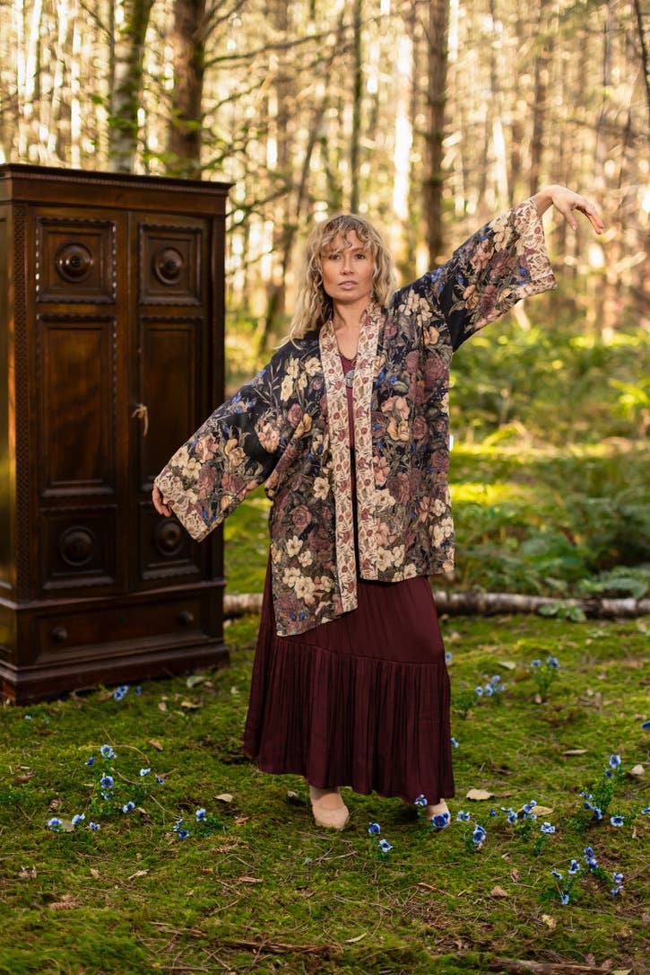 Lionheart Matinée Duster w/ florals & Narnia inspired print