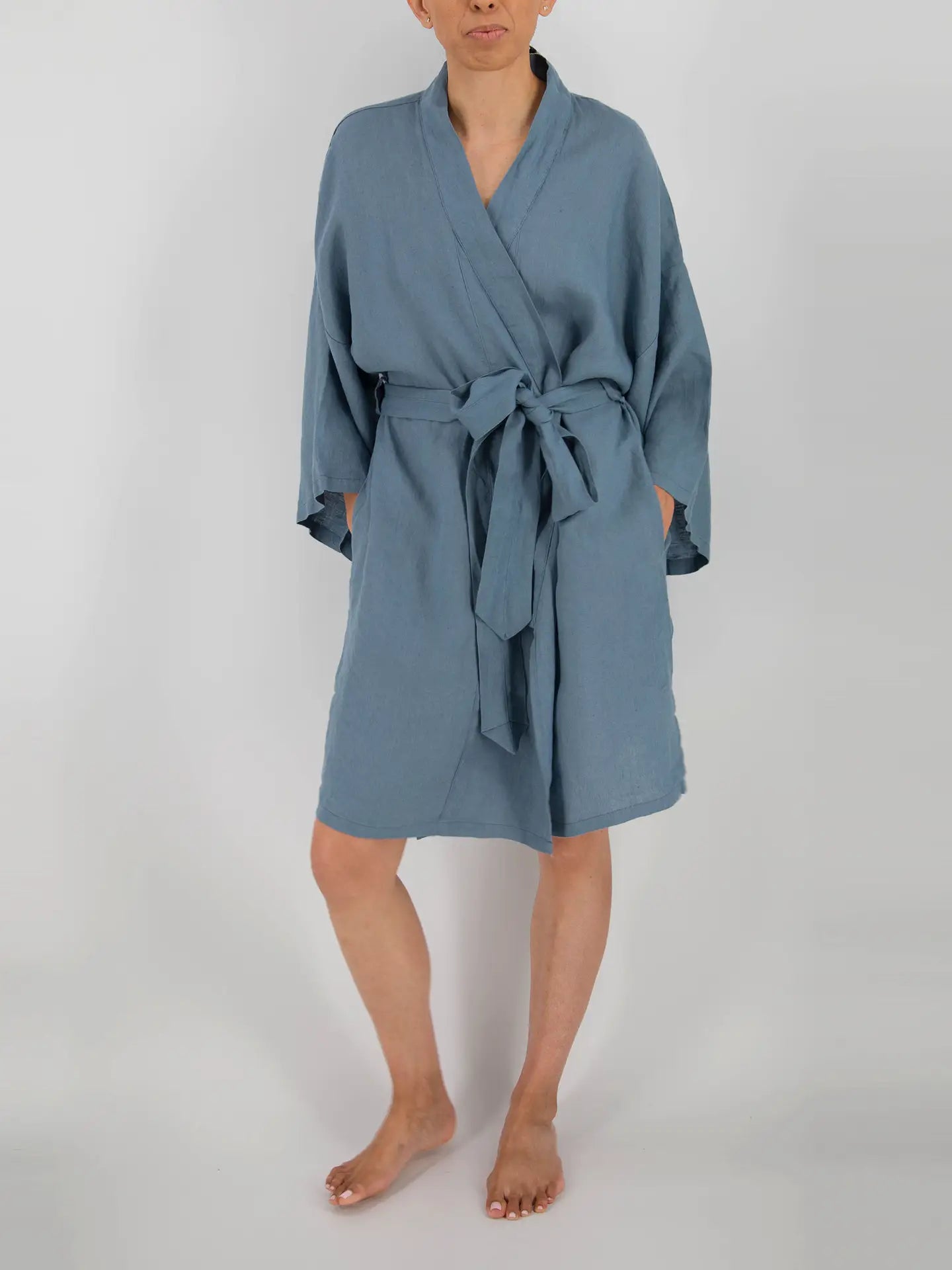 Leia Mid-Length French Linen Robe