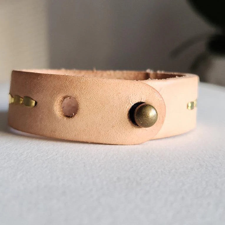 natural buff ruby leather cuff