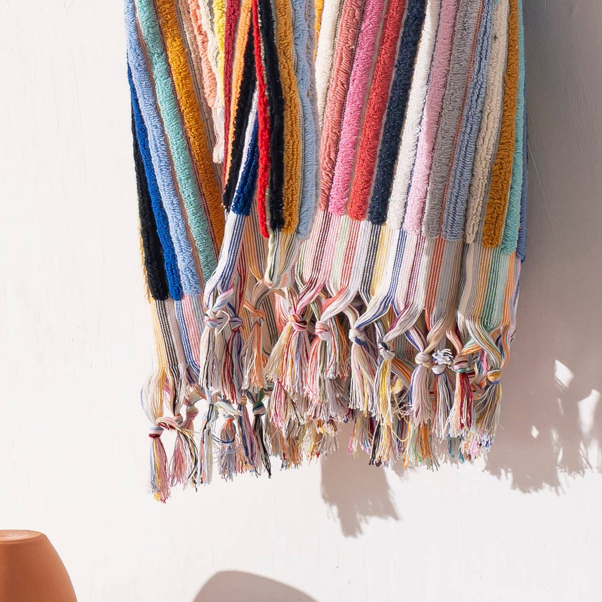 Striped Hooded Pompom Bathrobe