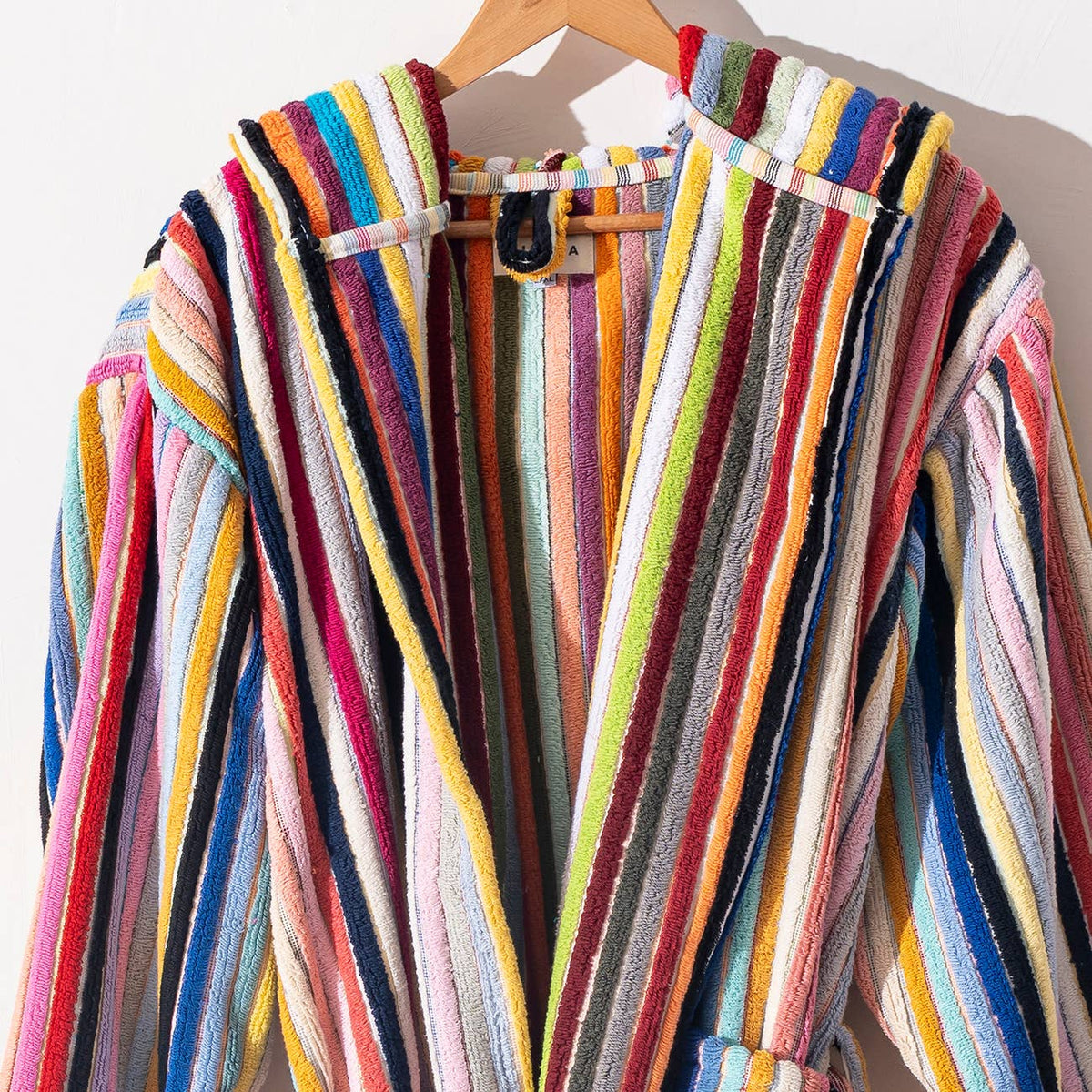 Striped Hooded Pompom Bathrobe