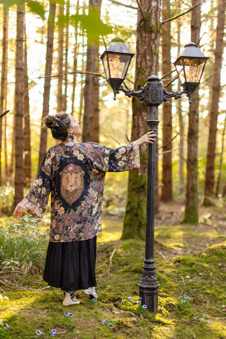 Lionheart Matinée Duster w/ florals & Narnia inspired print