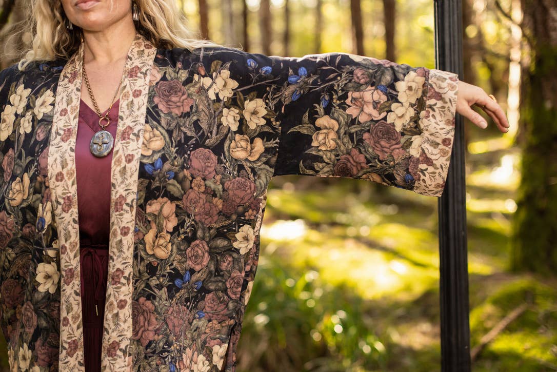 Lionheart Matinée Duster w/ florals & Narnia inspired print