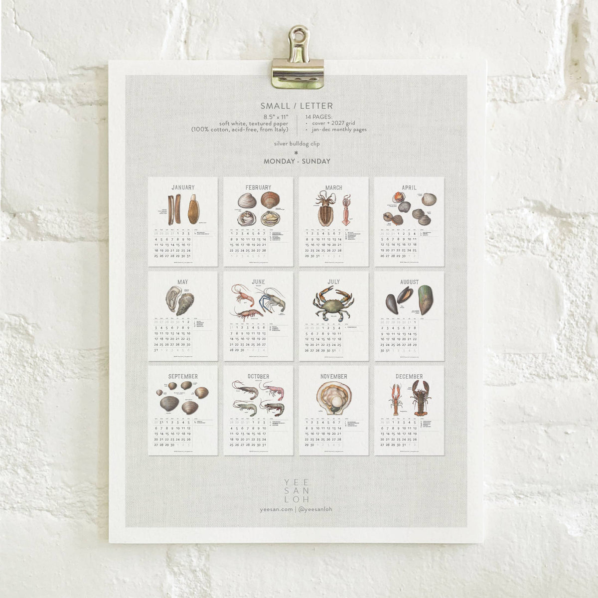 2027 Calendars: Shellfish
