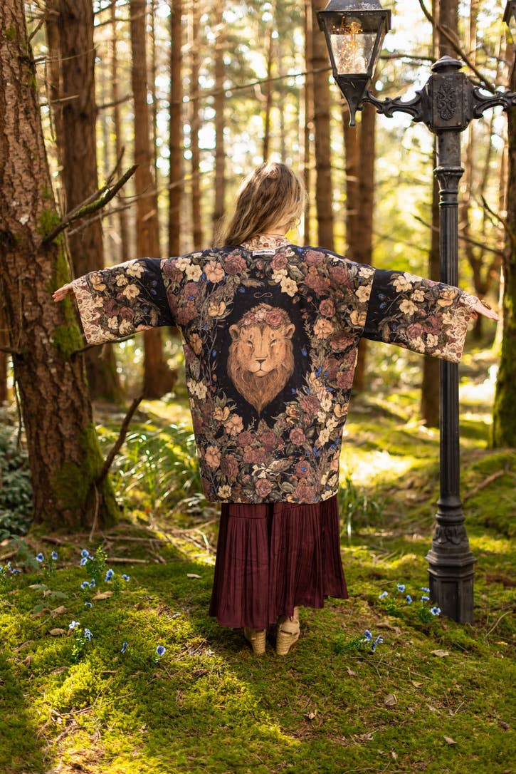 Lionheart Matinée Duster w/ florals & Narnia inspired print
