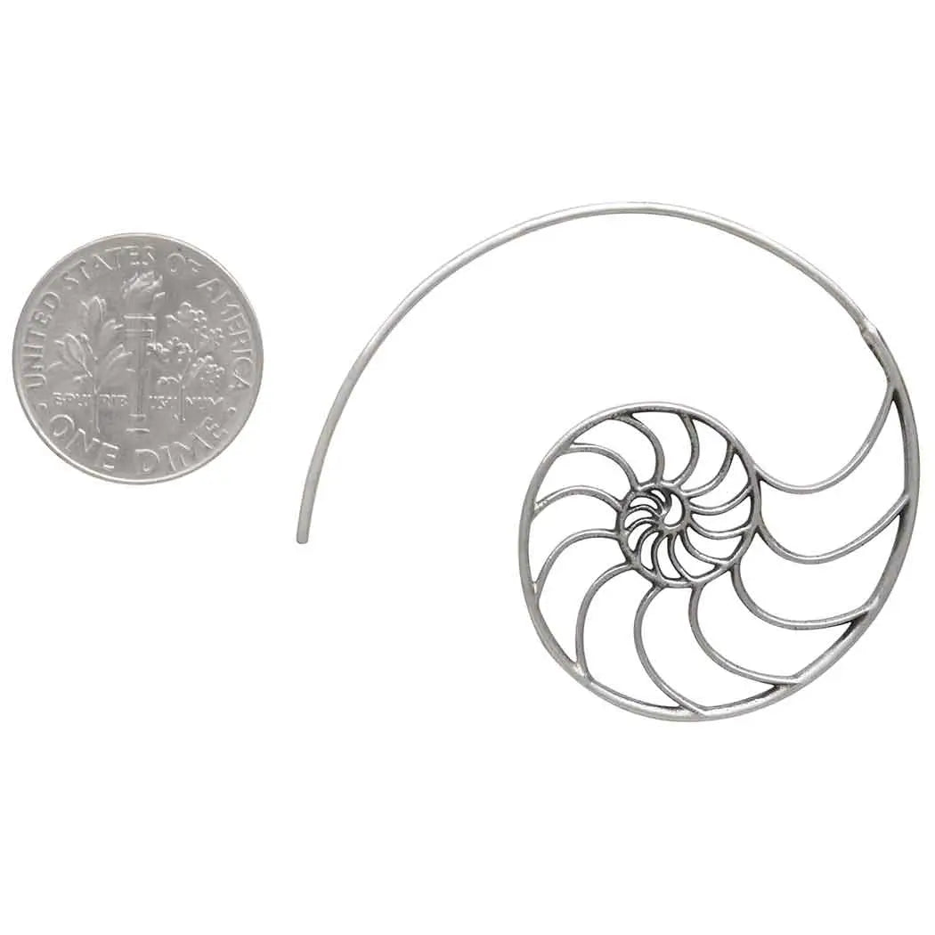 nautilus spiral hoop earrings sterling silver