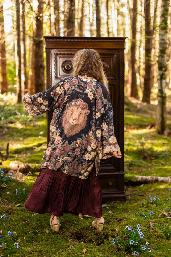 Lionheart Matinée Duster w/ florals & Narnia inspired print