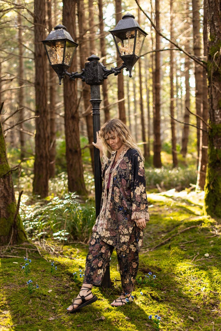 Lionheart Matinée Duster w/ florals & Narnia inspired print