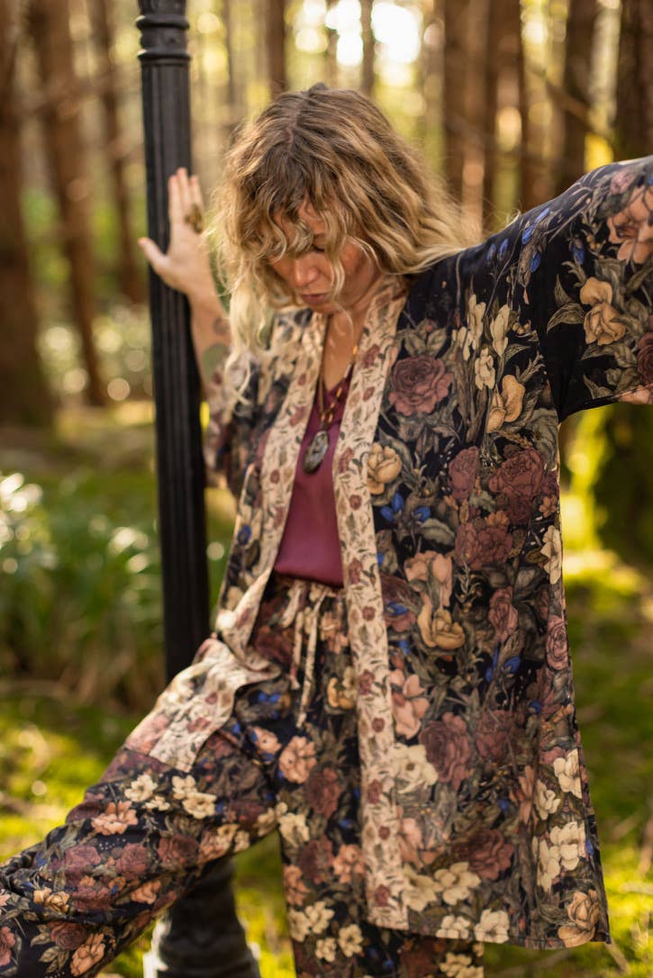 Lionheart Matinée Duster w/ florals & Narnia inspired print