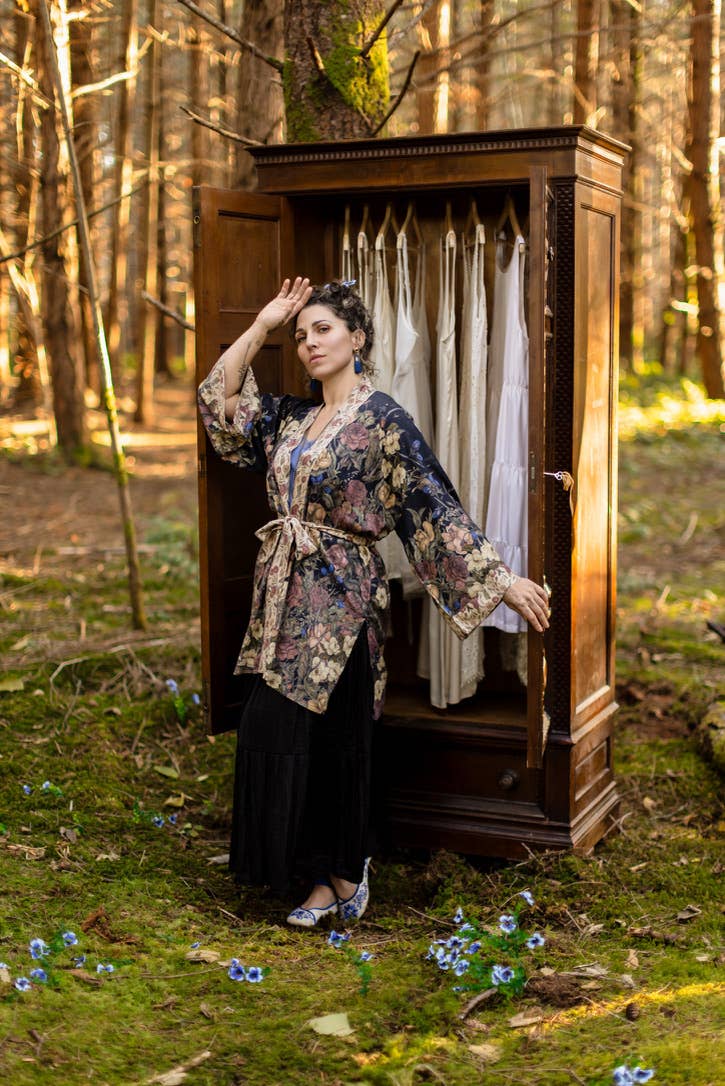 Lionheart Matinée Duster w/ florals & Narnia inspired print