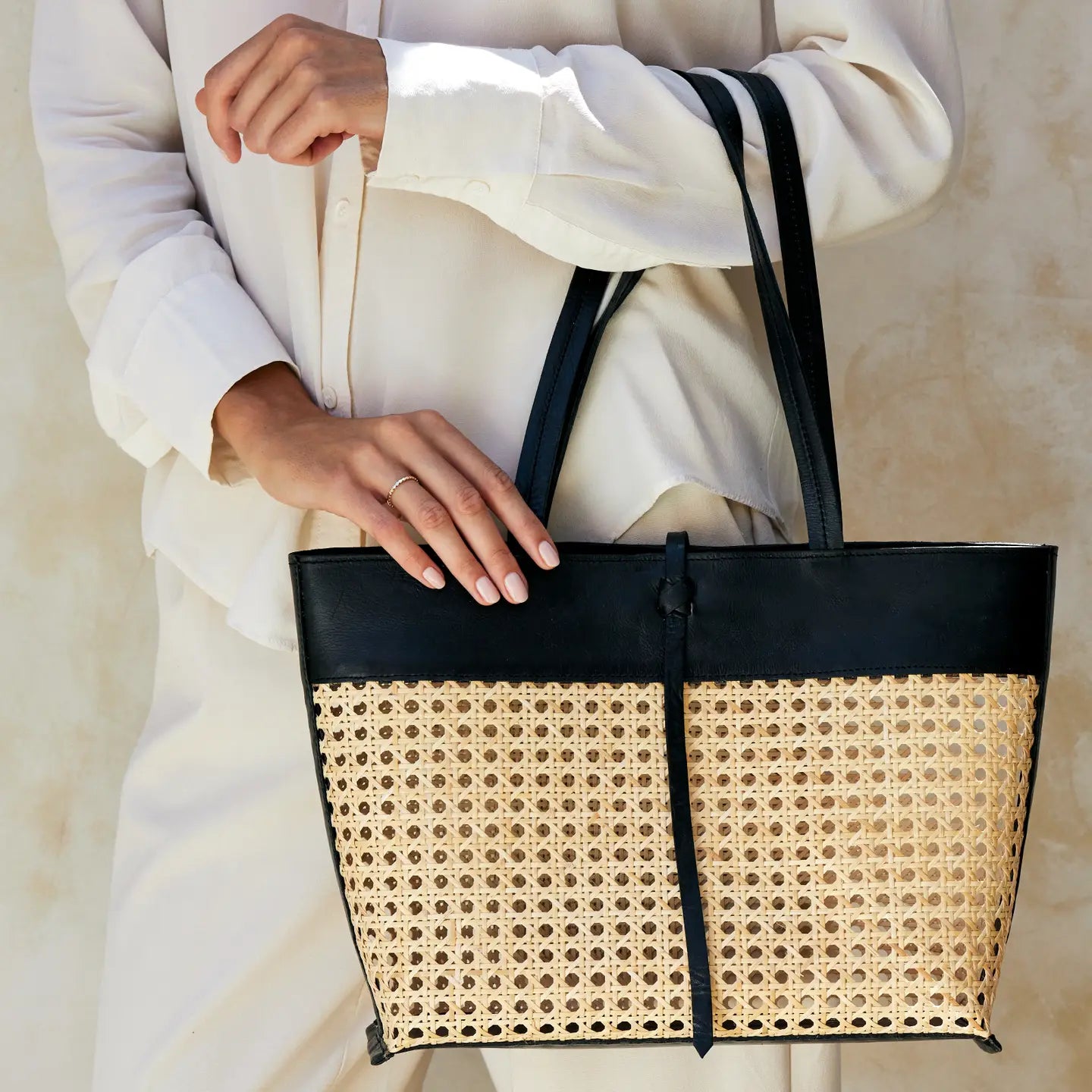 Rattan Cane Weave Tote Bag