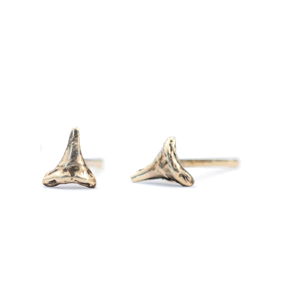 XS Shark Teeth Studs: Gold PVD