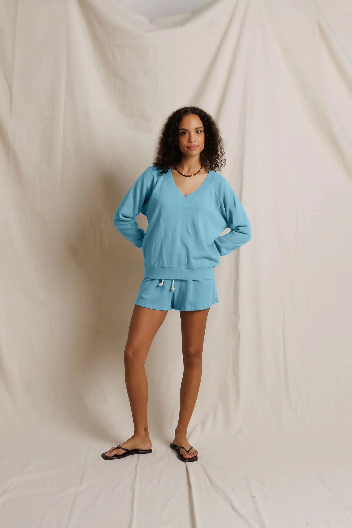 Sinead - Relaxed French Terry V-neck Sweatshirt
