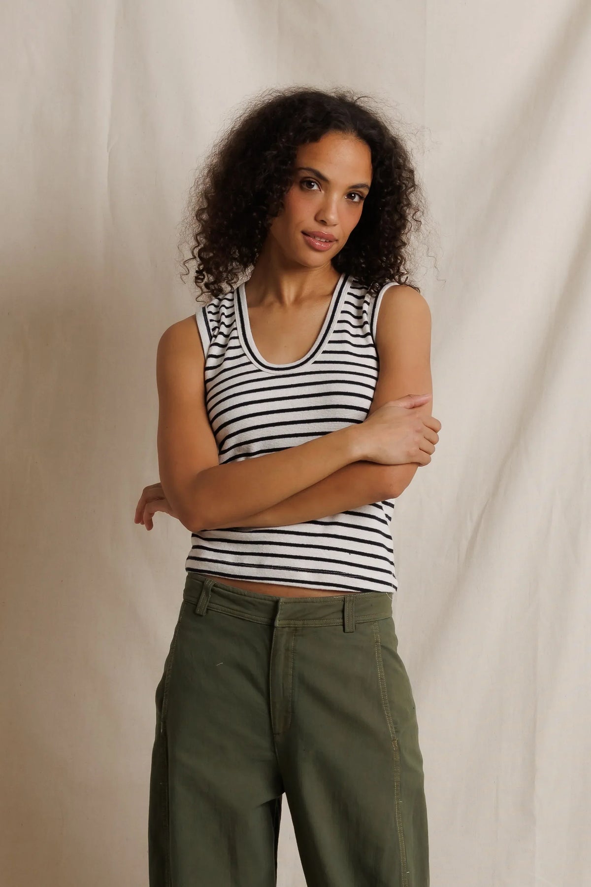 Tracy - Stripe U Neck Tank Top